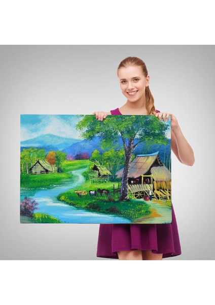 Tayland Taşra Köy Manzarası Duvar TABLOSU-3478 fırsatları