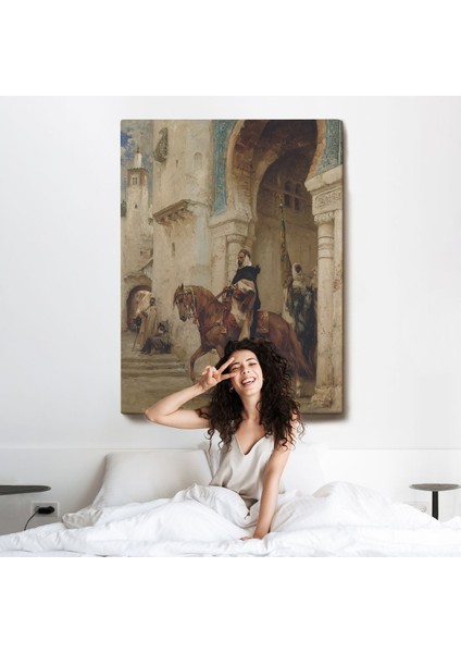 Henri Émilien Rousseau - Saraydan Ayrılan Süvari Tablosu - Horseman Leaving À PALACE-7330