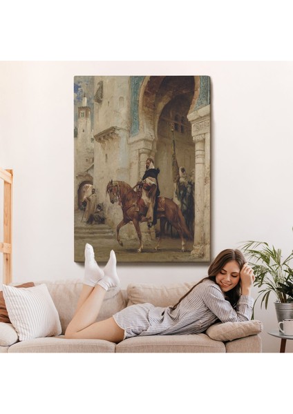 Henri Émilien Rousseau - Saraydan Ayrılan Süvari Tablosu - Horseman Leaving À PALACE-7330