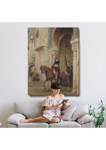 Henri Émilien Rousseau - Saraydan Ayrılan Süvari Tablosu - Horseman Leaving À PALACE-7330