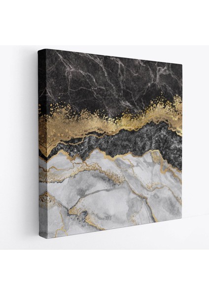 Siyah ve Gold'un Mükemmel Uyumu Mermer Görünümlü Modern Kanvas TABLO-5070