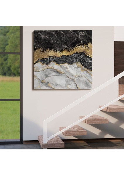 Siyah ve Gold'un Mükemmel Uyumu Mermer Görünümlü Modern Kanvas TABLO-5070 fırsatları