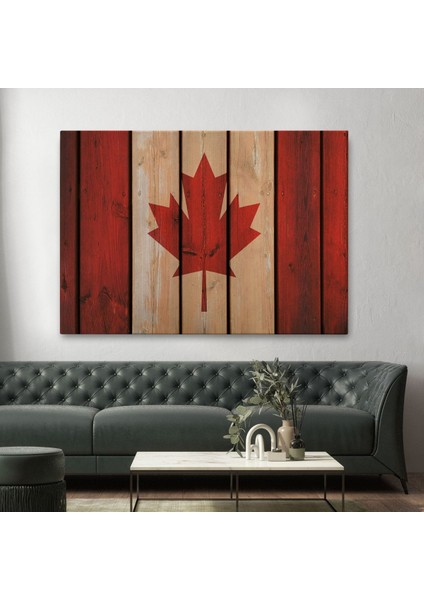 Ahşap Kanada Bayrağı Rustik Kanvas Tablo, Kanada Bayrağı Vintage , Ev ve Ofis DEKORU-5404 fiyatları