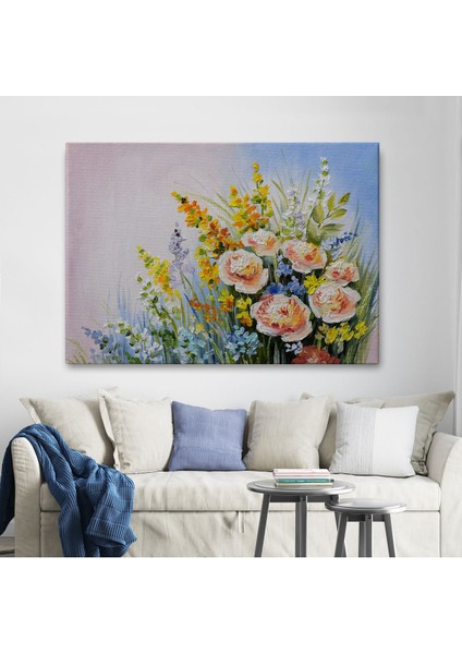 Soyut Yaz Çiçekleri Yağlıboya Görünüm Dekoratif Kanvas Duvar TABLOSU-3496 fiyatları