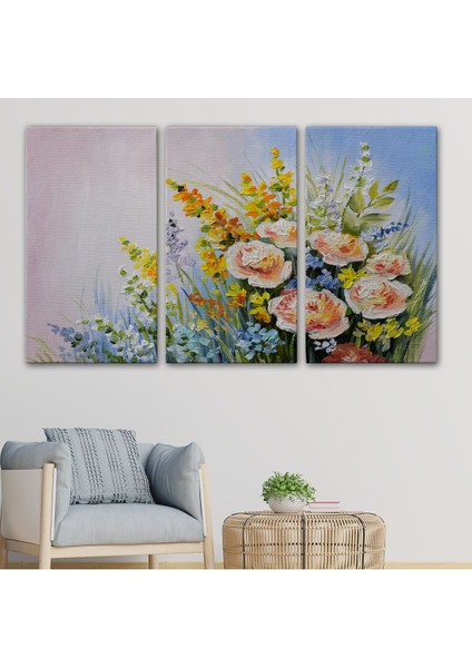 Soyut Yaz Çiçekleri Yağlıboya Görünüm Dekoratif Kanvas Duvar TABLOSU-3496 modelleri