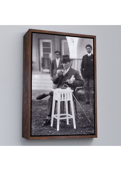 Çerçeveli Atatürk Portre Tablosu Mustafa Kemal Atatürk Dikdörtgen Dekoratif Kanvas TABLO-124