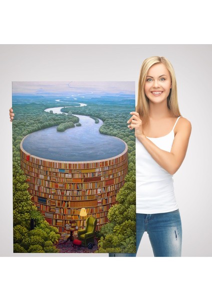 Gerçeküstü Bir Kütüphane Kanvas Tablo, Çalışma Odası Hediyesi, Kütüphane POSTERI-5209 modelleri