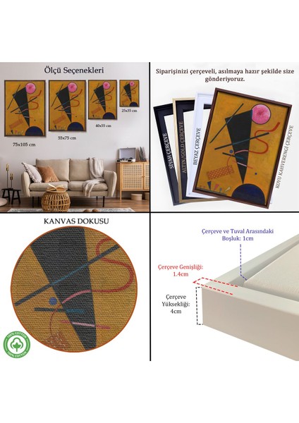 Çerçeveli Vasily Kandinsky Beruhrung Iletişim TABLOSU-7487 indirimleri