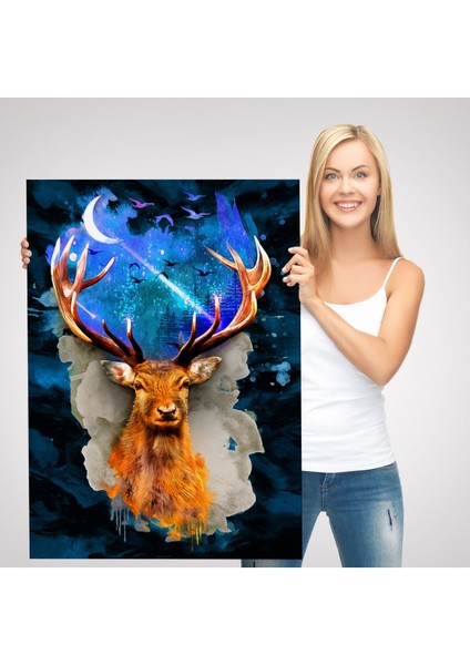 Geyiğin Galaxisi Modern Sanat Duvar TABLOSU-5997 modelleri