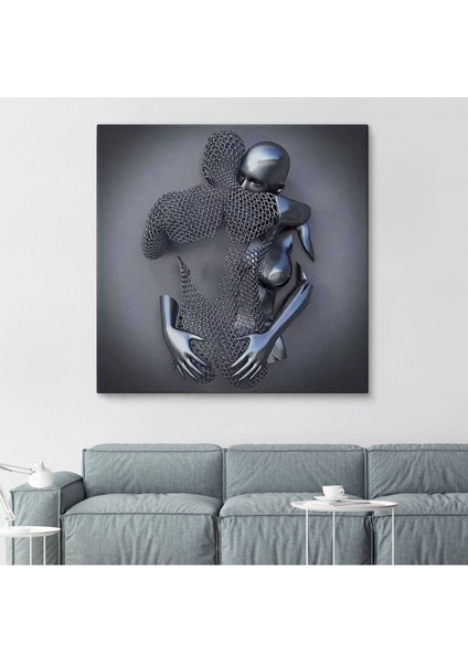 Kanvas Tablo Gri ve Gümüş Duvar Dekoru, Metalik Efektli Kanvas TABLO-5356 fiyatları