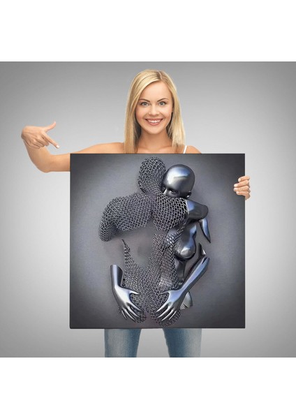 Kanvas Tablo Gri ve Gümüş Duvar Dekoru, Metalik Efektli Kanvas TABLO-5356 modelleri