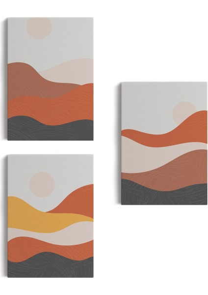 Deniz ve Dağ Manzaralı Dekoratif Duvar Tablosu Üçlü SET-EC-102