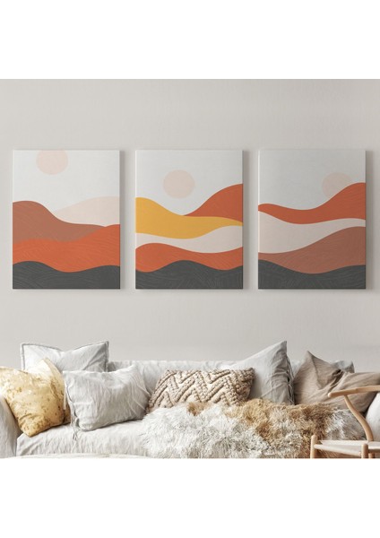 Deniz ve Dağ Manzaralı Dekoratif Duvar Tablosu Üçlü SET-EC-102 fiyatları