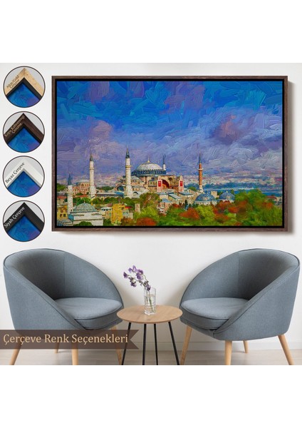 Çerçeveli Ayasofya Camii Yağlıboya Görünüm Kanvas Duvar TABLOSU-3690