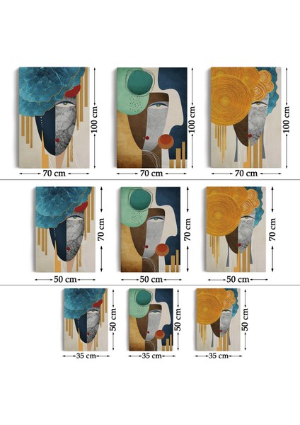 Modern Soyut Yüz Portleri 3 Lü Kanvas Duvar Tablo Seti-An-13 fırsatları