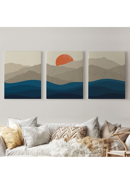 Dağ ve Deniz Temalı Dekoratif Duvar Tablosu Üçlü SET-EB-101 fiyatları