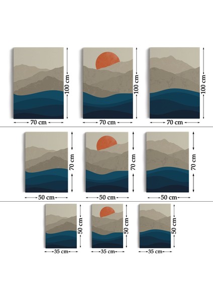 Dağ ve Deniz Temalı Dekoratif Duvar Tablosu Üçlü SET-EB-101 fırsatları