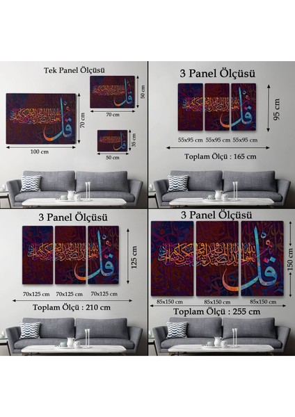Ihlas Suresi Yazılı Dekoratif Kanvas TABLO-3413