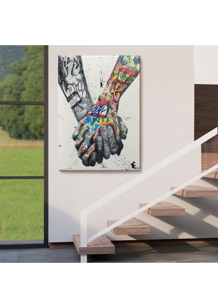 Graffiti El Duvar Posteri, El Ele Tutarak Duvar Sanatı Kanvas TABLO-5312 fırsatları