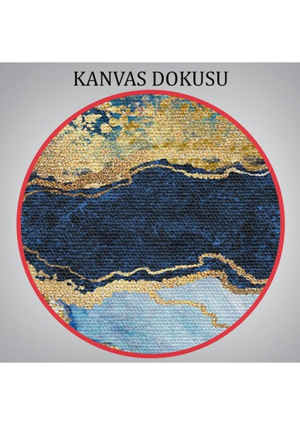 Mavi ve Gold'un Müthiş Uyumu Mermer Görünümlü Modern Kanvas TABLO-5061