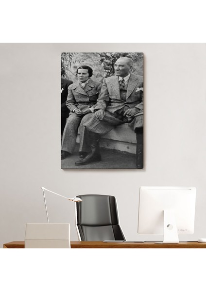 Atatürk Portre Tablosu Mustafa Kemal Atatürk Dikdörtgen Dekoratif Kanvas TABLO-FT-144