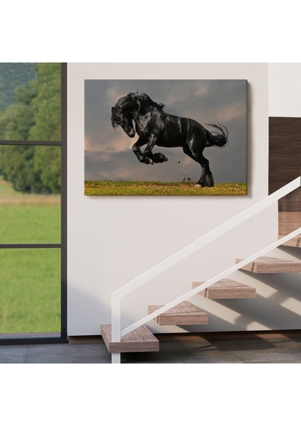 Şaha Kalkmış Siyah At TABLOSU-6620 indirimleri