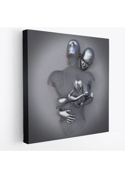 Modern Duvar Dekoru, Romantik Beden, Aşk Sanatı, 3D Efektli Gümüş Kanvas TABLO-5358