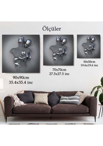 Modern Duvar Dekoru, Romantik Beden, Aşk Sanatı, 3D Efektli Gümüş Kanvas TABLO-5358