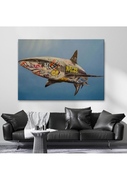 Graffiti Köpek Balığı Kanvas, Pop Art TABLO-5416 fiyatları