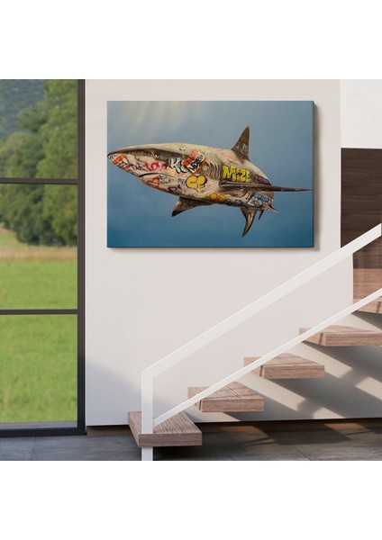 Graffiti Köpek Balığı Kanvas, Pop Art TABLO-5416 indirimleri
