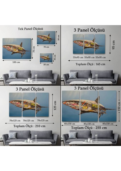 Graffiti Köpek Balığı Kanvas, Pop Art TABLO-5416