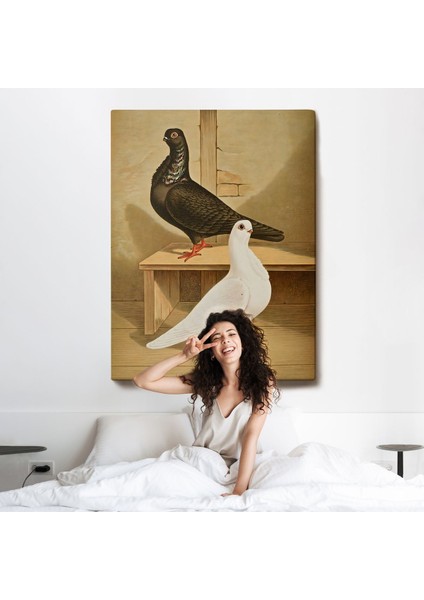 Çerçeveli Gustav Prütz - Sevimli Italyan Güvercinleri TABLO-7320