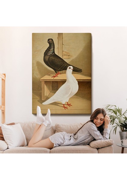 Çerçeveli Gustav Prütz - Sevimli Italyan Güvercinleri TABLO-7320