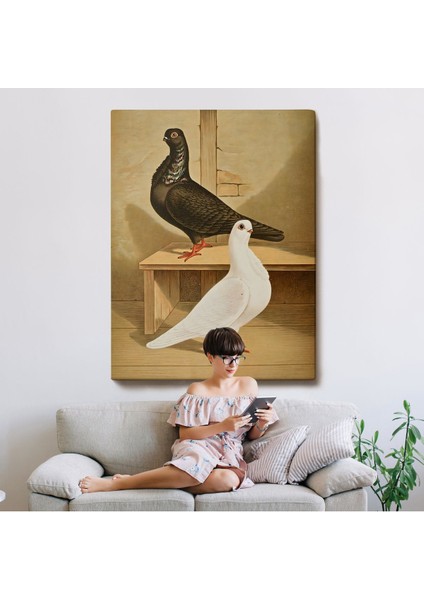 Çerçeveli Gustav Prütz - Sevimli Italyan Güvercinleri TABLO-7320