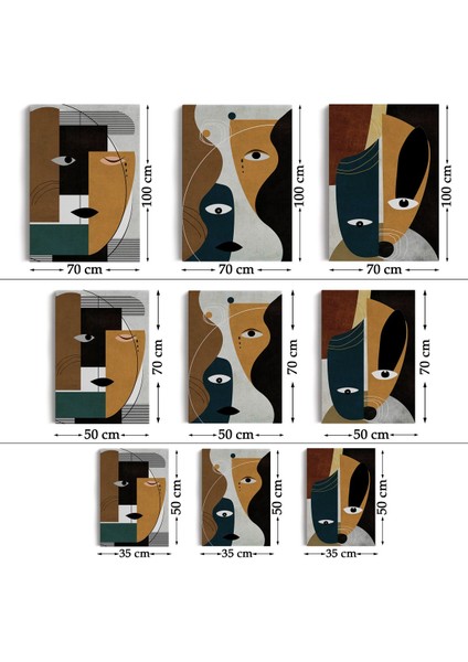 Gerçeküstü Soyut Yüzler Dekoratif Duvar Tablosu Üçlü Set-Do-91 fırsatları