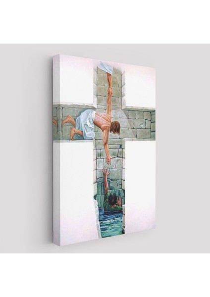 Kurtarıcı Isa ile Cennet Kanvas Tablo, Bizde Daha Büyük Bir Aşk Yoktur Kanvas TABLO-5224