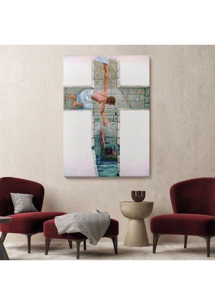 Kurtarıcı Isa ile Cennet Kanvas Tablo, Bizde Daha Büyük Bir Aşk Yoktur Kanvas TABLO-5224 fiyatları