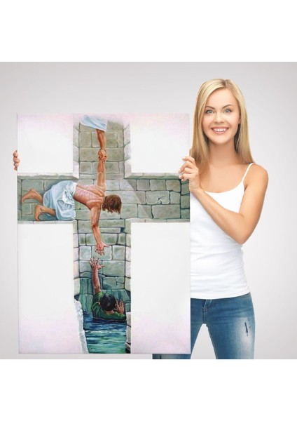 Kurtarıcı Isa ile Cennet Kanvas Tablo, Bizde Daha Büyük Bir Aşk Yoktur Kanvas TABLO-5224 modelleri