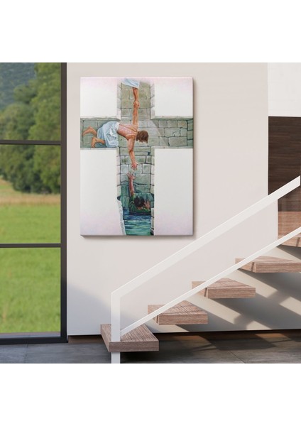 Kurtarıcı Isa ile Cennet Kanvas Tablo, Bizde Daha Büyük Bir Aşk Yoktur Kanvas TABLO-5224 fırsatları