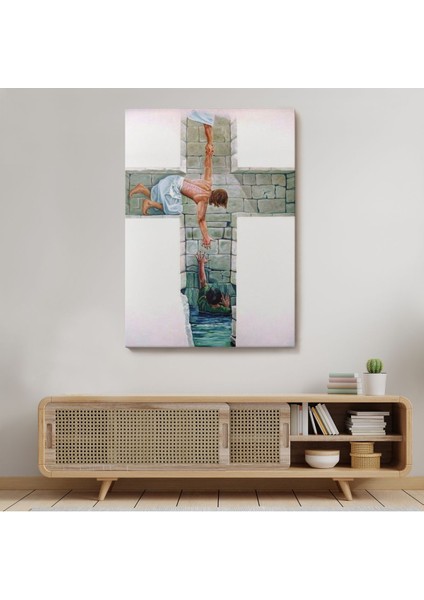 Kurtarıcı Isa ile Cennet Kanvas Tablo, Bizde Daha Büyük Bir Aşk Yoktur Kanvas TABLO-5224