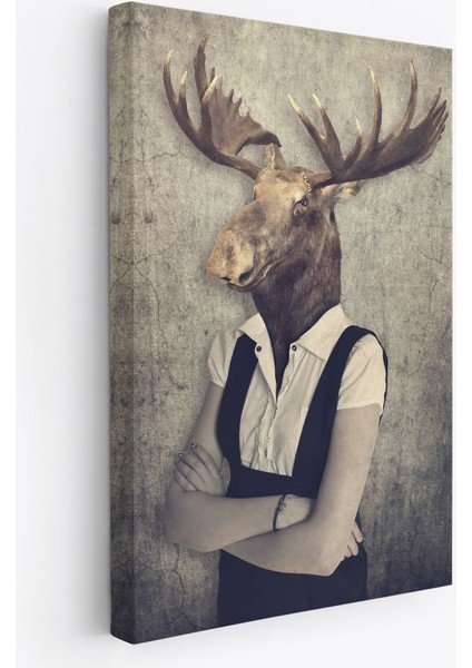 Geyik Kafalı Insan Kanvas TABLO-4984