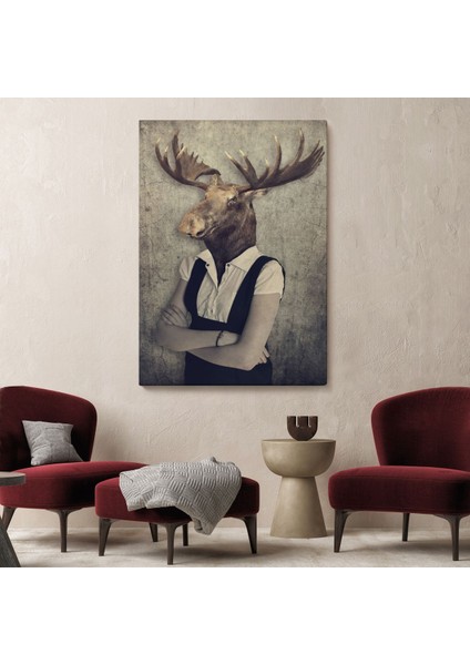 Geyik Kafalı Insan Kanvas TABLO-4984 fiyatları