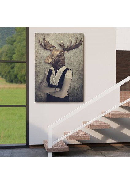 Geyik Kafalı Insan Kanvas TABLO-4984 fırsatları