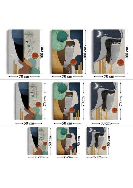 Mavi Tonlu Gerçeküstü Zarif Kadınlar Duvar Tablosu Üçlü Set-Dr-94 fırsatları