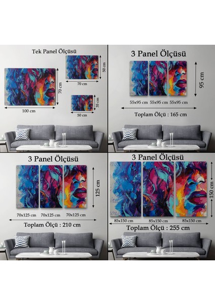 Güzel Kızın Soyut Resmi Yağlıboya Görünüm Dekoratif Kanvas Duvar TABLOSU-3755