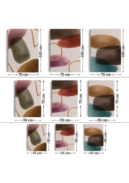 Suluboya Görünümlü Soyut Desenler Duvar Tablosu Üçlü SET-EG-106 fırsatları
