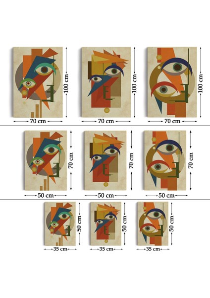 Sürreal Soyut Yüzler Dekoratif Duvar Tablosu Üçlü Set-Dn-90 fırsatları