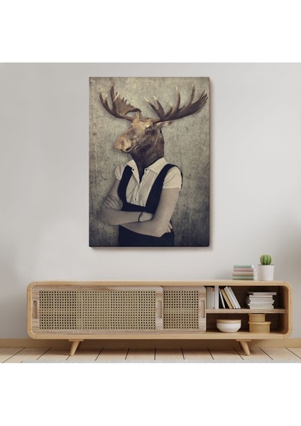 Geyik Kafalı Insan Kanvas TABLO-4984