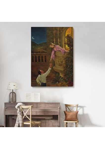 Sevgilisine Çiçek Veren Kadın Duvar TABLOSU-6241