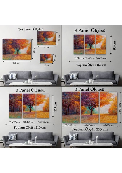 Sonbahar Manzarası Yağlıboya Görünüm Dekoratif Kanvas Duvar TABLOSU-3748